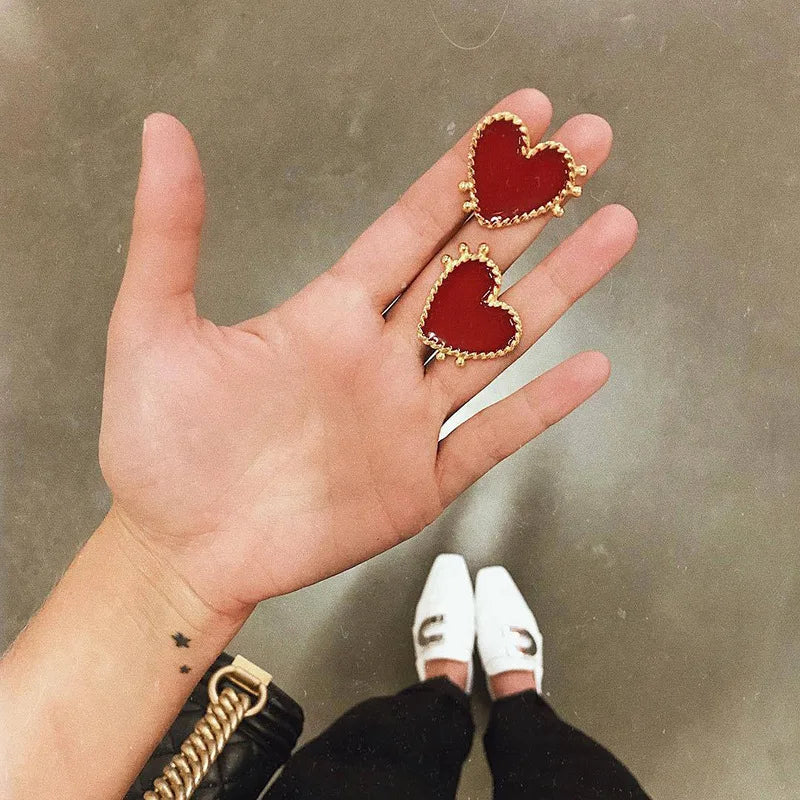 Red Heart Stud Earring