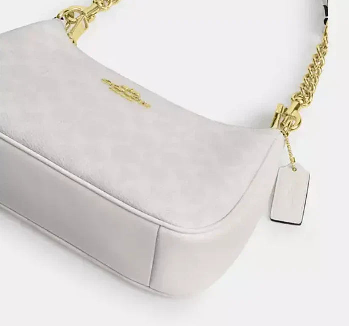 Teri Umhängetasche aus Signature Canvas – Gold/Weiß